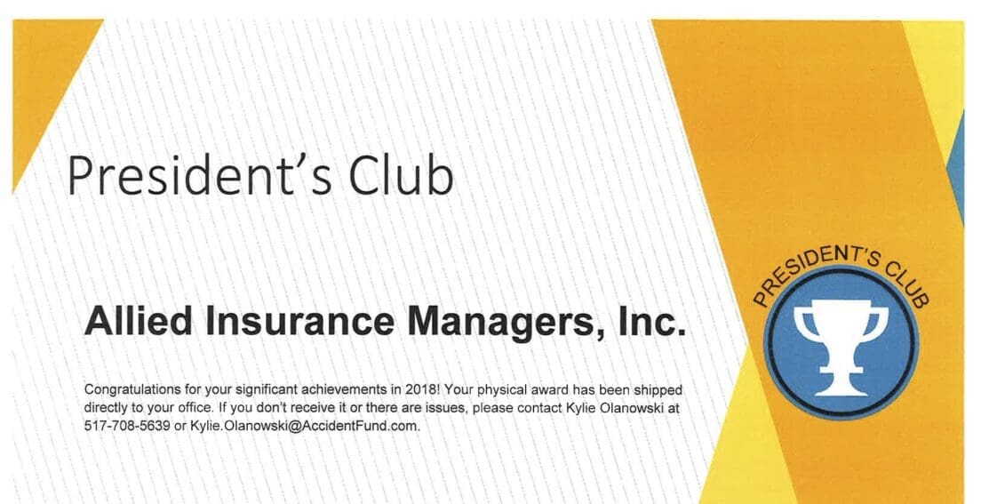President's Club Allied Insurance Managers, Inc.