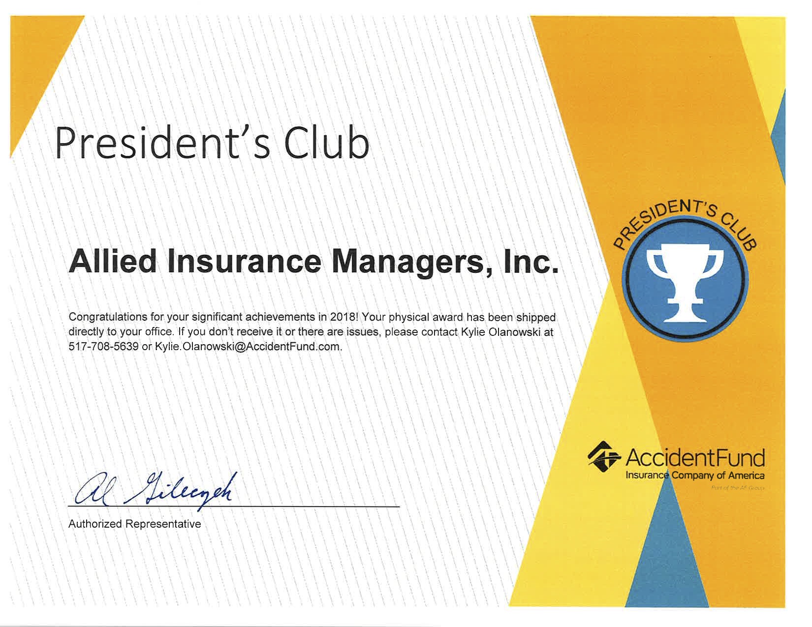 President's Club Allied Insurance Managers, Inc.
