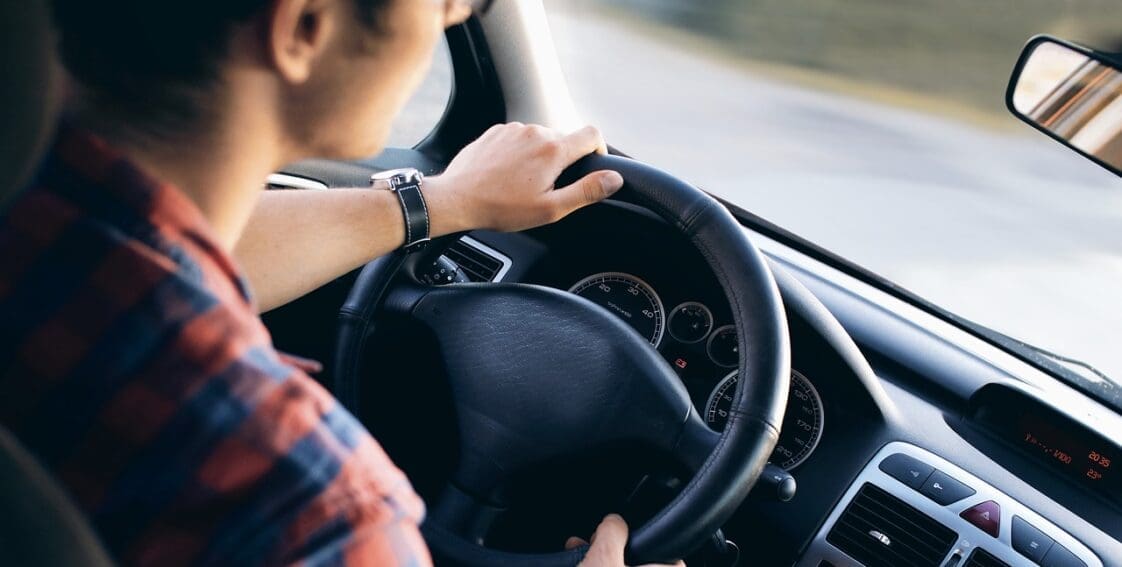 Man driving car