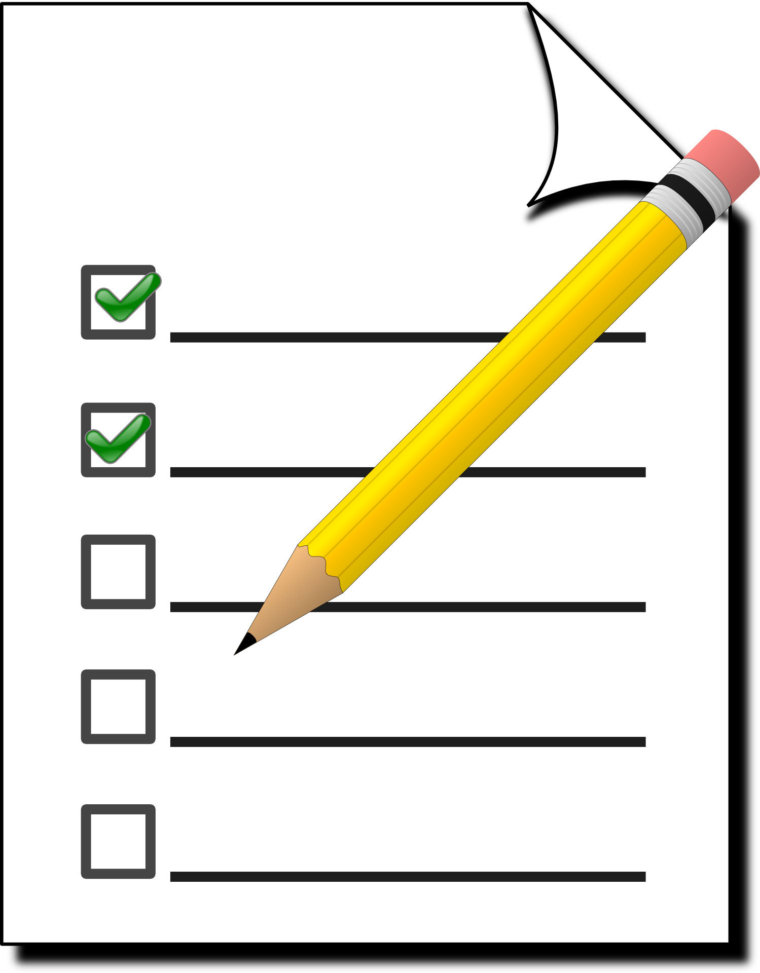 Pencil checking off checklist items