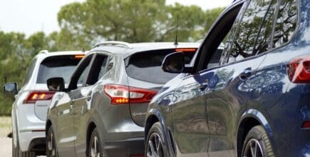 Cars stopped in a line