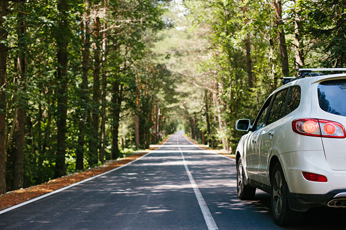 Driving car on road